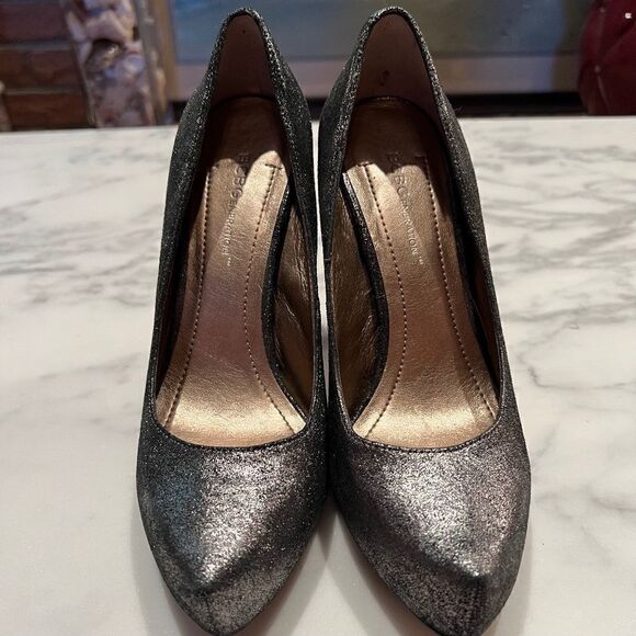 Pewter high heel platform shoes - Picture 2 of 9